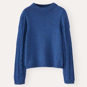 Poetry Organic Cotton Cable-Sleeve Sweater in Cobalt Blue